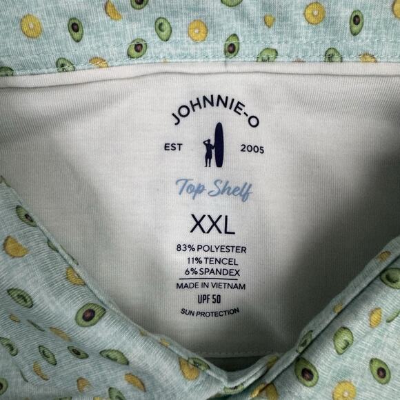 2 Johnnie-O Men XXL Performance Polo Shirt Avocado Cocktail Print Peterbilt - Picture 6 of 16